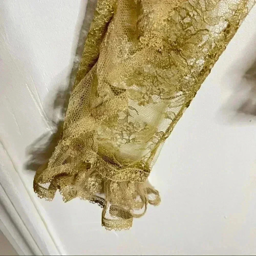 NWT Ulla Johnson Yves Metallic Gold Floral Lace Blouse - Picture 7 of 12